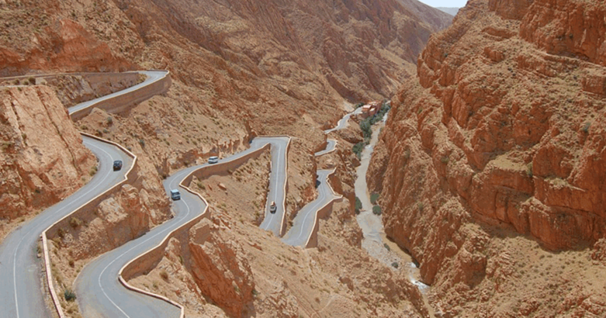 Dades Gorge hairpin turns Morocco mountain driving