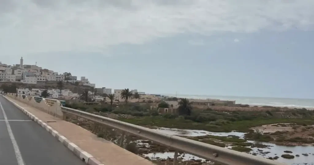 Scenic coastal road between Agadir and Sidi Ifni with Atlantic Ocean views